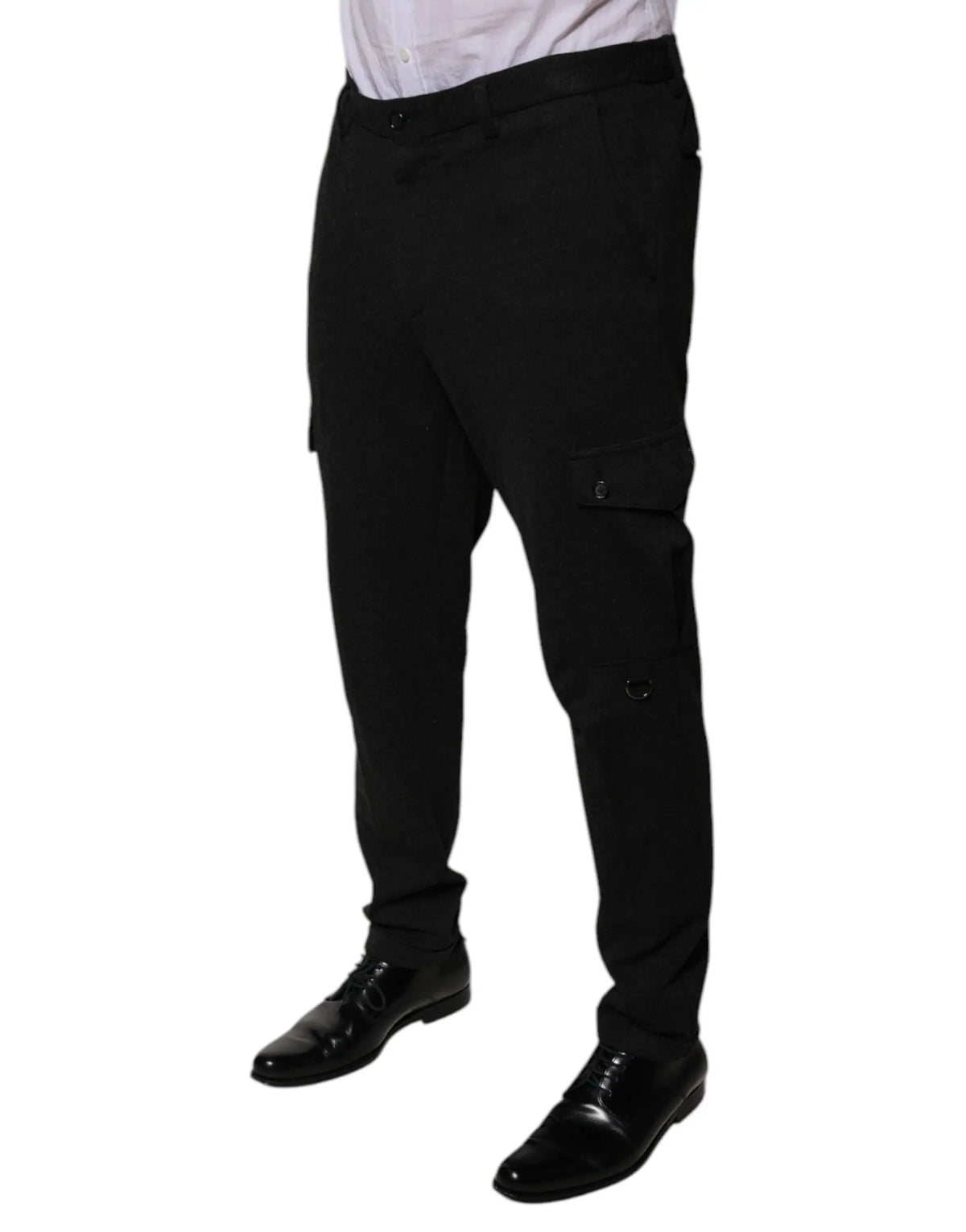 Pantalon cargo homme dolce & gabbana noir en viscose avec coupe slim et poches latérales pour un style décontracté