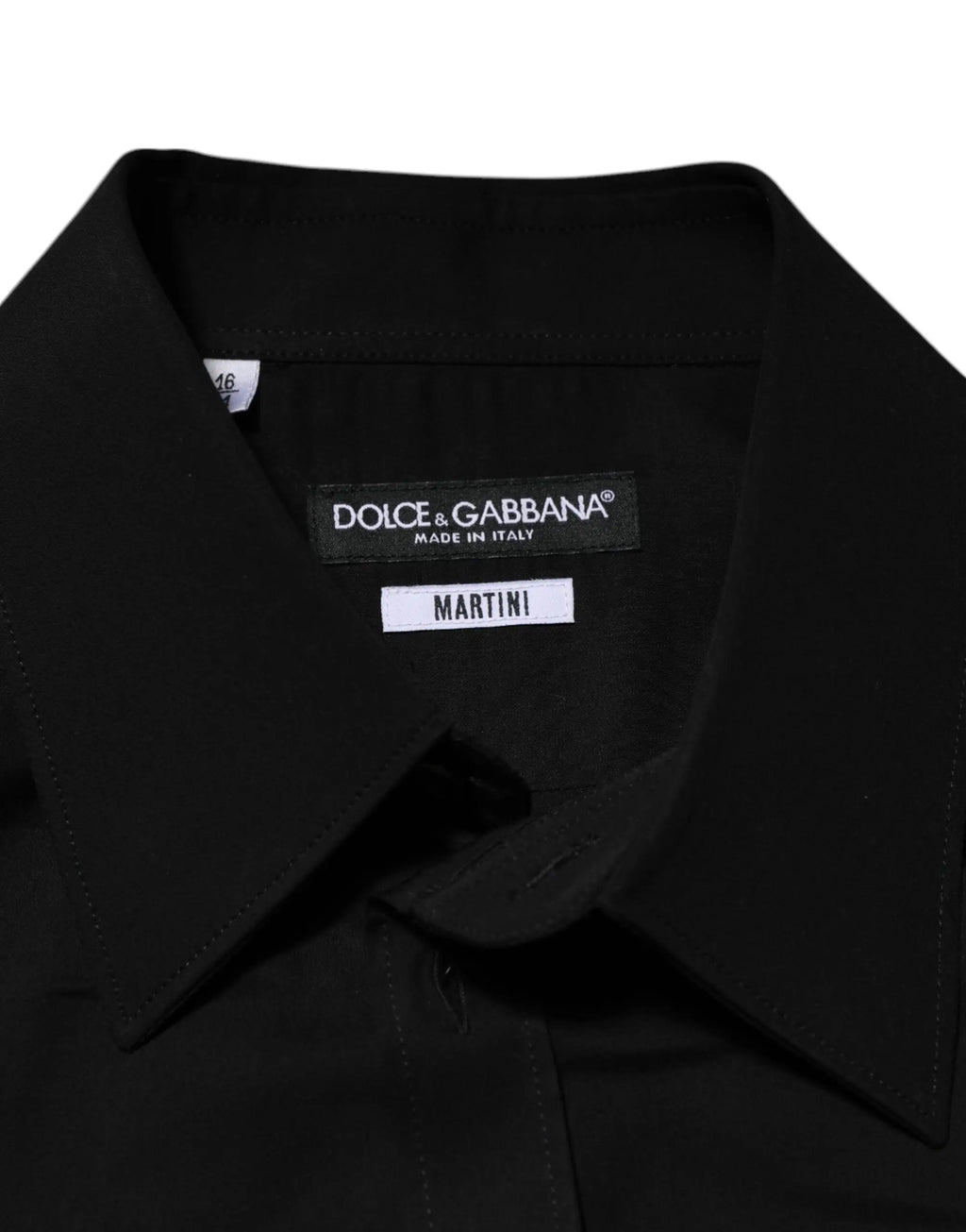 Chemise noire dolce gabbana en viscose à manches longues avec col martini tailleur et tissu net pour tenue formelle