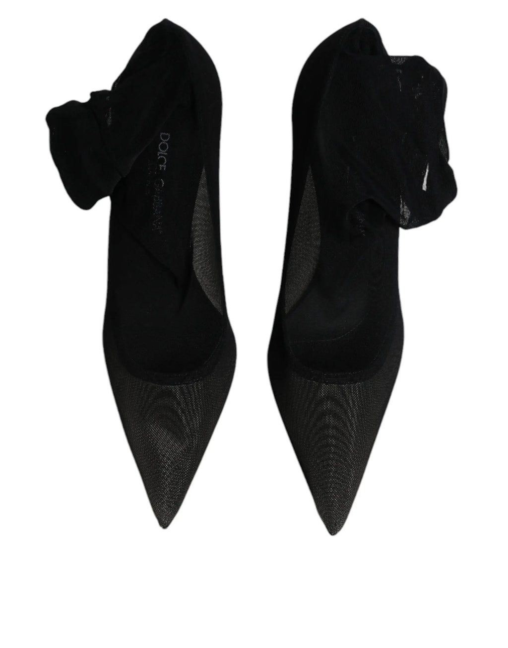 Bottes chaussettes dolce & gabbana noires en maille viscose avec détail froncé en tissu au niveau de la cheville