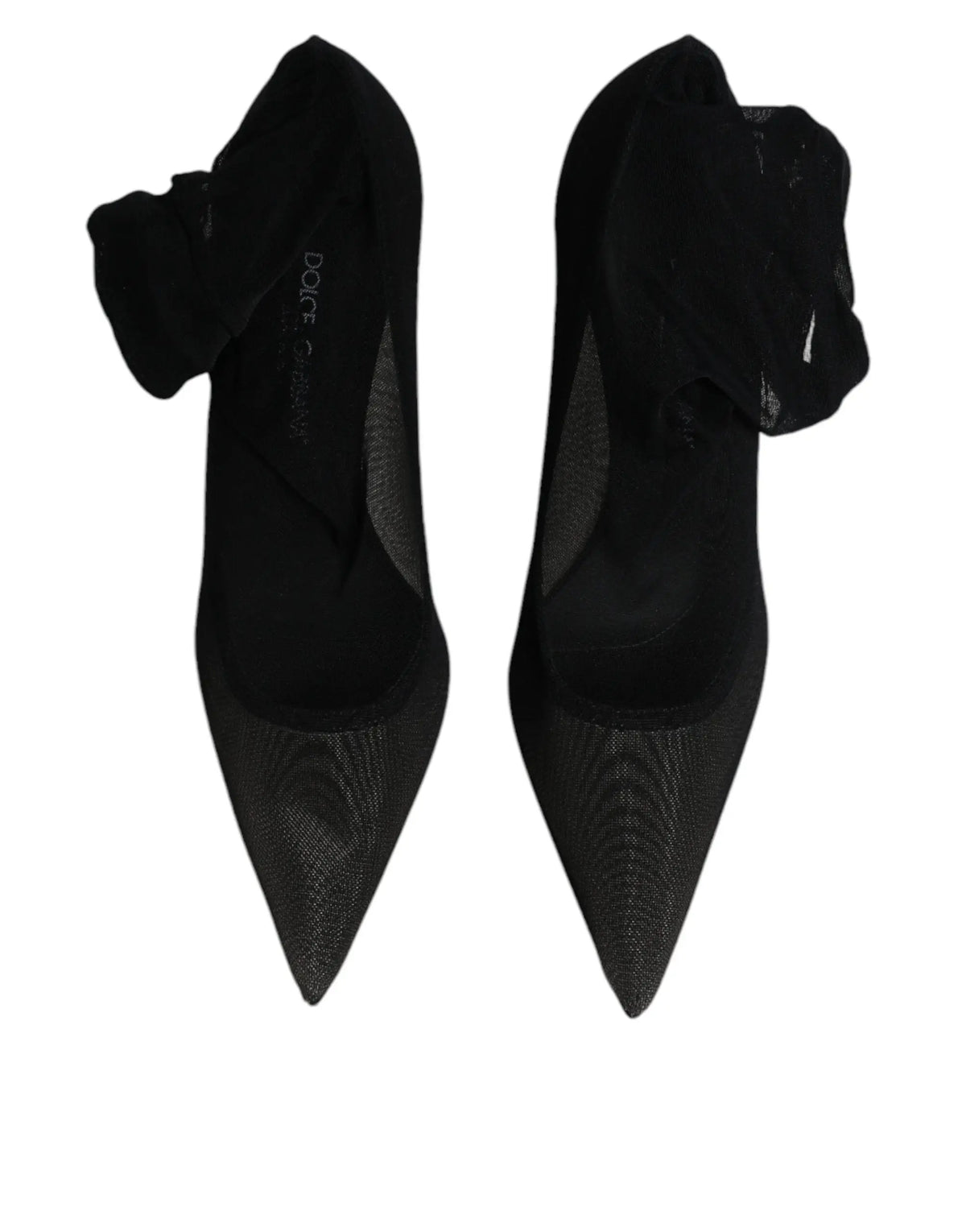 Bottes chaussettes dolce & gabbana noires en maille viscose avec détail froncé en tissu au niveau de la cheville