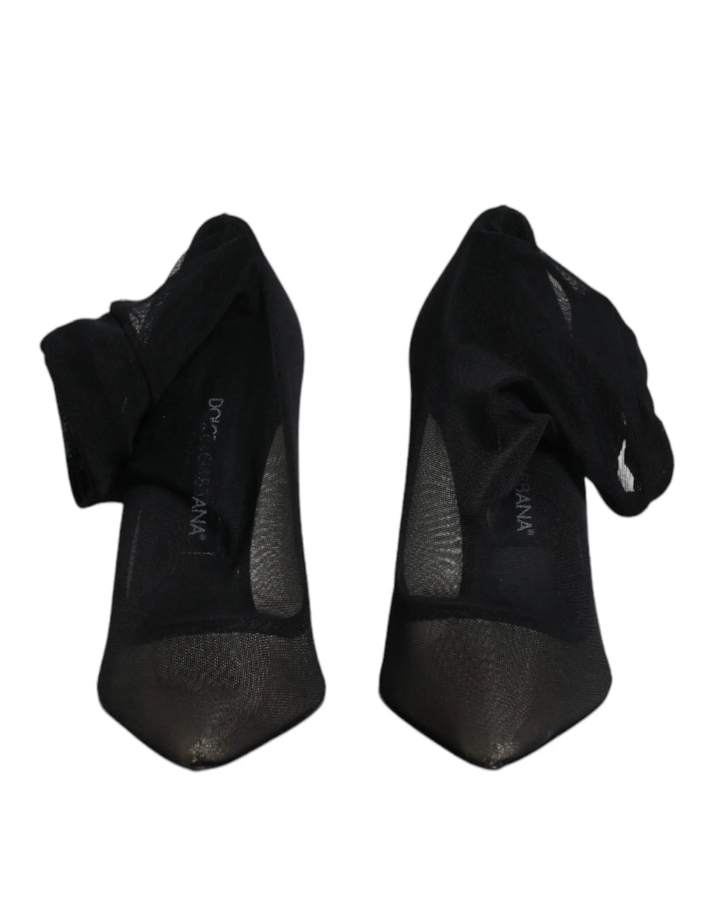 Dolce & gabbana bottines noires en maille de viscose avec talons et nœud latéral en tissu mesh