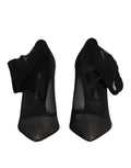 Dolce & gabbana bottines noires en maille de viscose avec talons et nœud latéral en tissu mesh