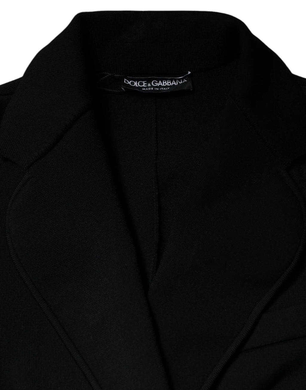Manteau noir dolce & gabbana en viscose avec une coupe ajustée et tissu lisse pour un style élégant