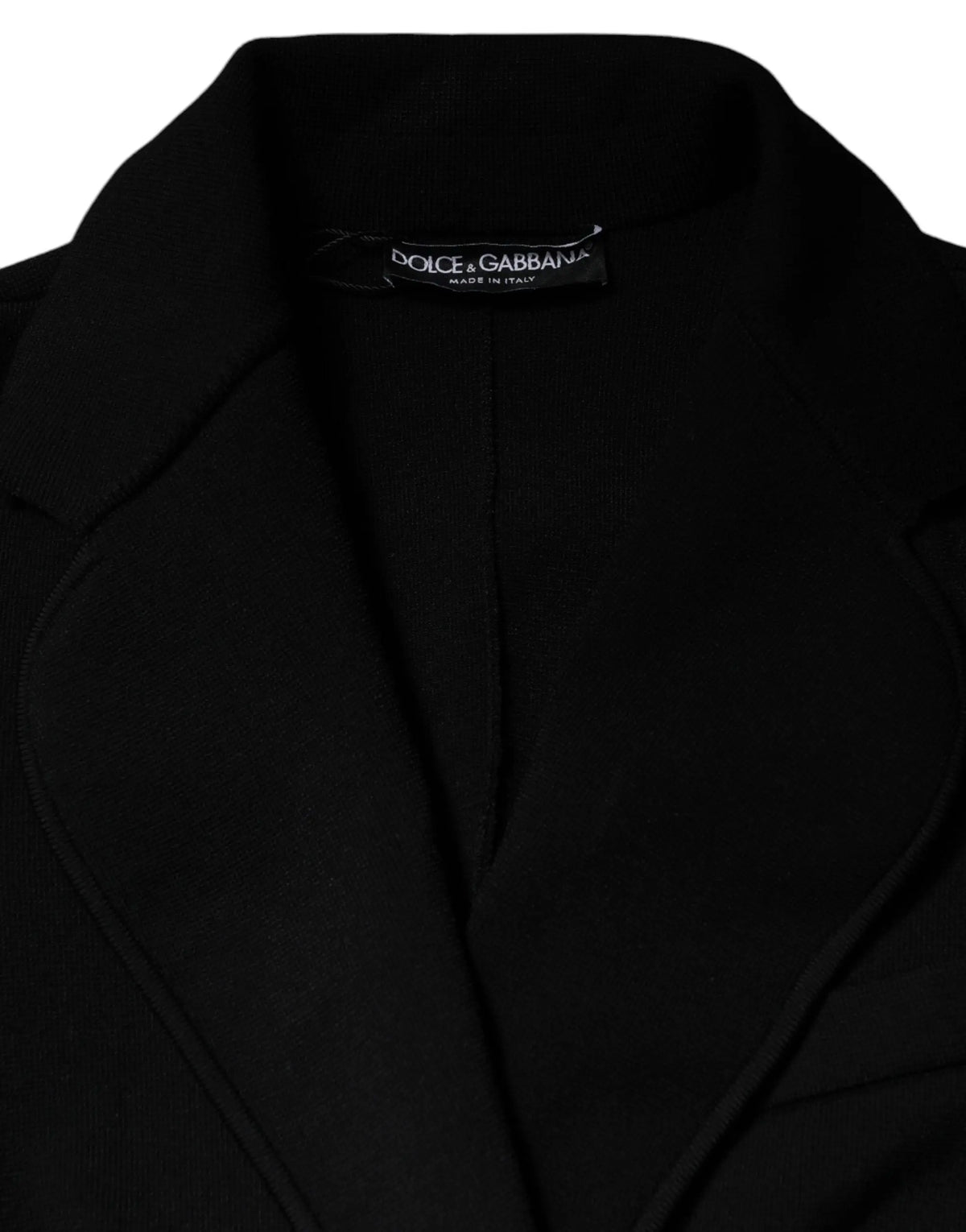 Manteau noir dolce & gabbana en viscose avec une coupe ajustée et tissu lisse pour un style élégant