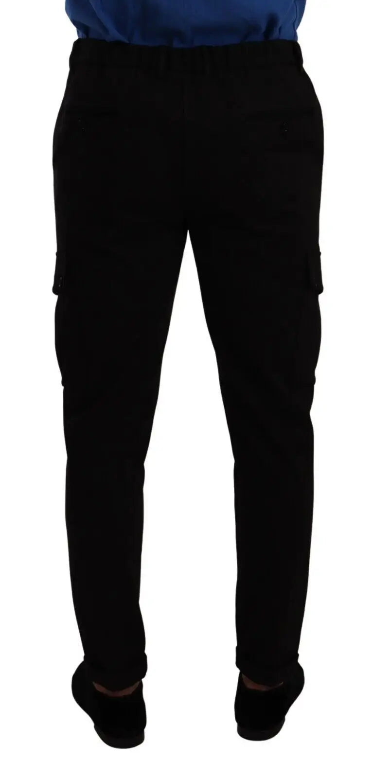 Pantalon cargo skinny noir en viscose dolce & gabbana avec poches latérales et taille à cordon