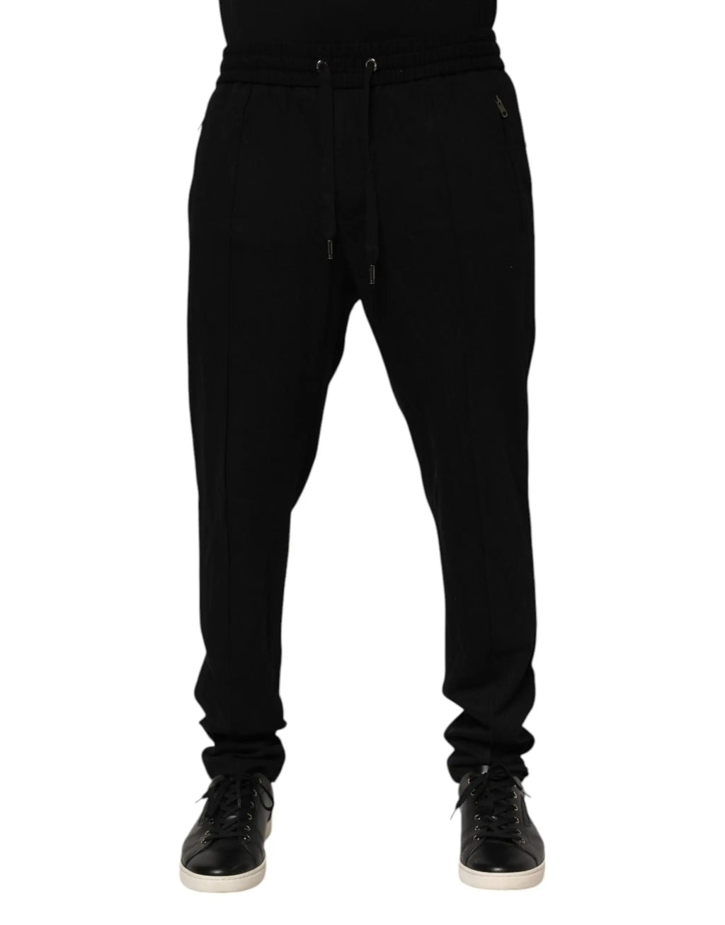 Dolce & Gabbana pantalon jogger homme noir en viscose avec taille à cordon et poches latérales discrètes