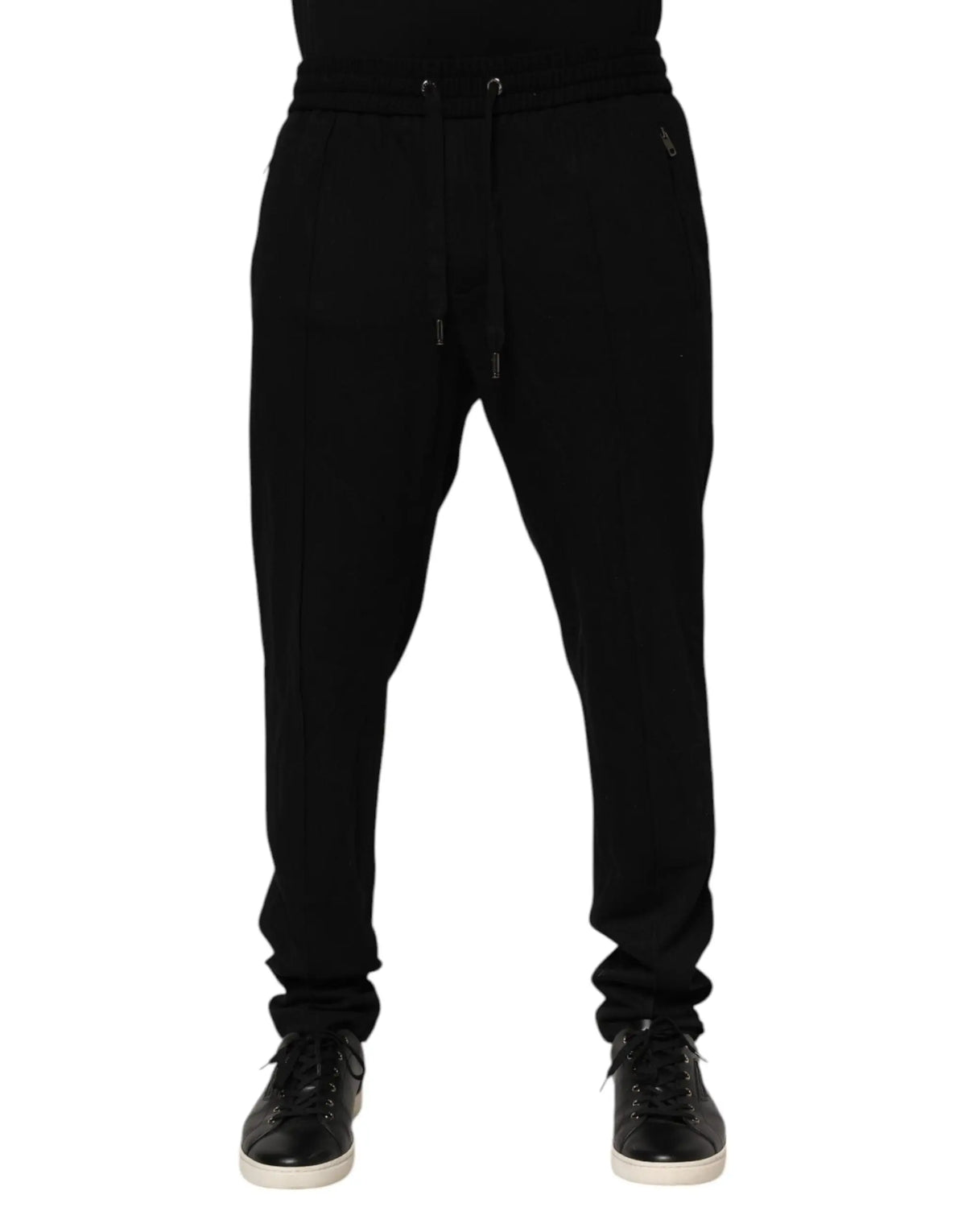 Dolce & Gabbana pantalon jogger homme noir en viscose avec taille à cordon et poches latérales discrètes
