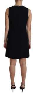 Dos de robe mini droite noire en viscose extensible dolce gabbana avec fermeture éclair simple et tissu lisse