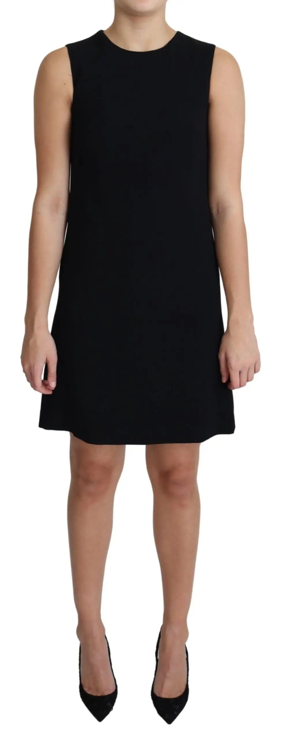 Robe a-line noire sans manches en viscose stretch de dolce & gabbana au design minimaliste