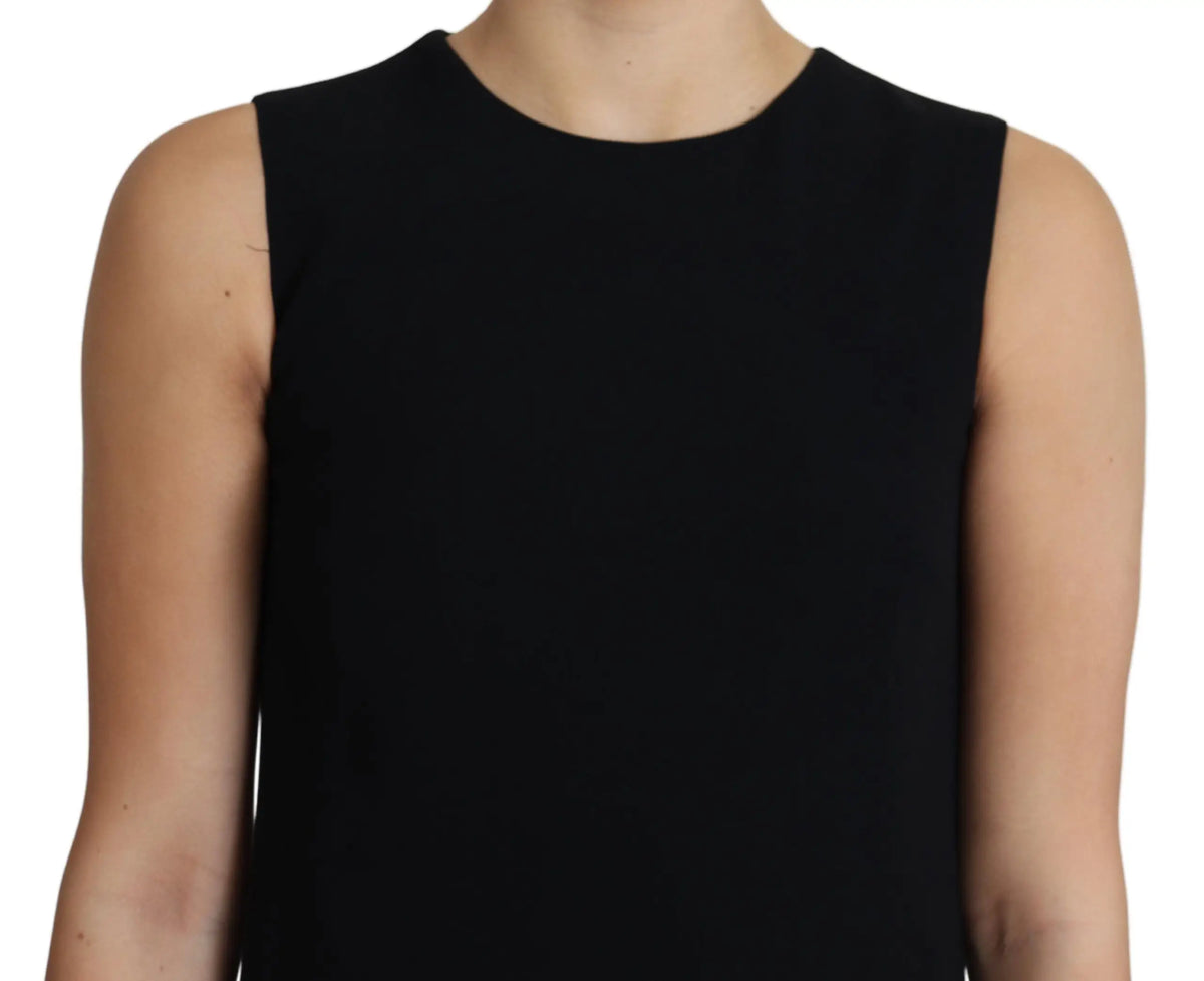 Dolce & Gabbana robe mini noire en viscose stretch avec top noir sans manches et col arrondi
