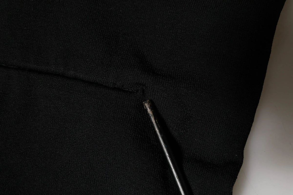Black viscose turtle neck crop pullover top dolce & gabbana avec un outil métallique inséré dans la couture
