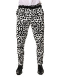 Pantalon dolce & gabbana slim en coton mélangé noir et blanc à motif abstrait avec ceinture noire