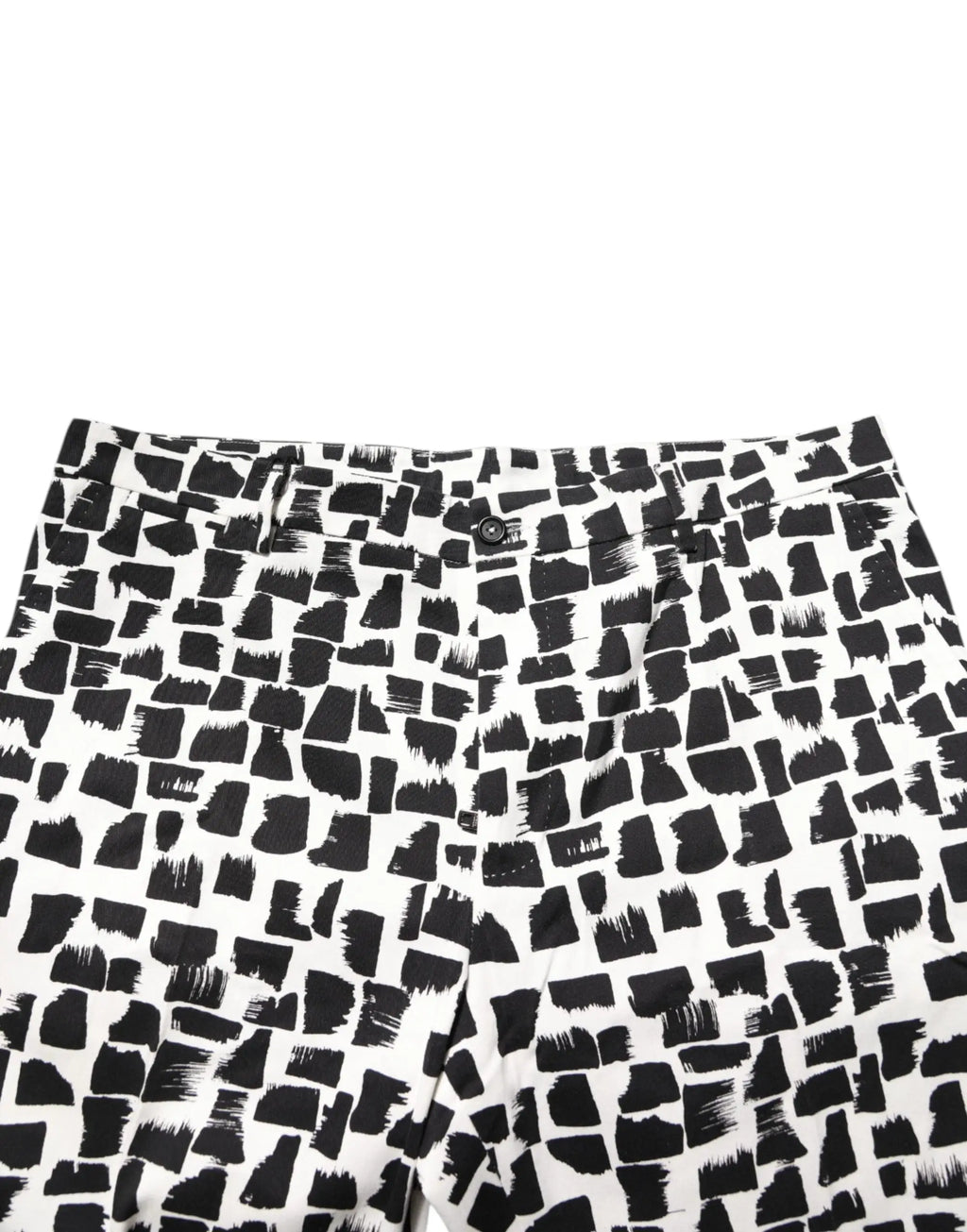 Pantalon dolce & gabbana blanc avec motif abstrait noir effet brosse en mélange de coton