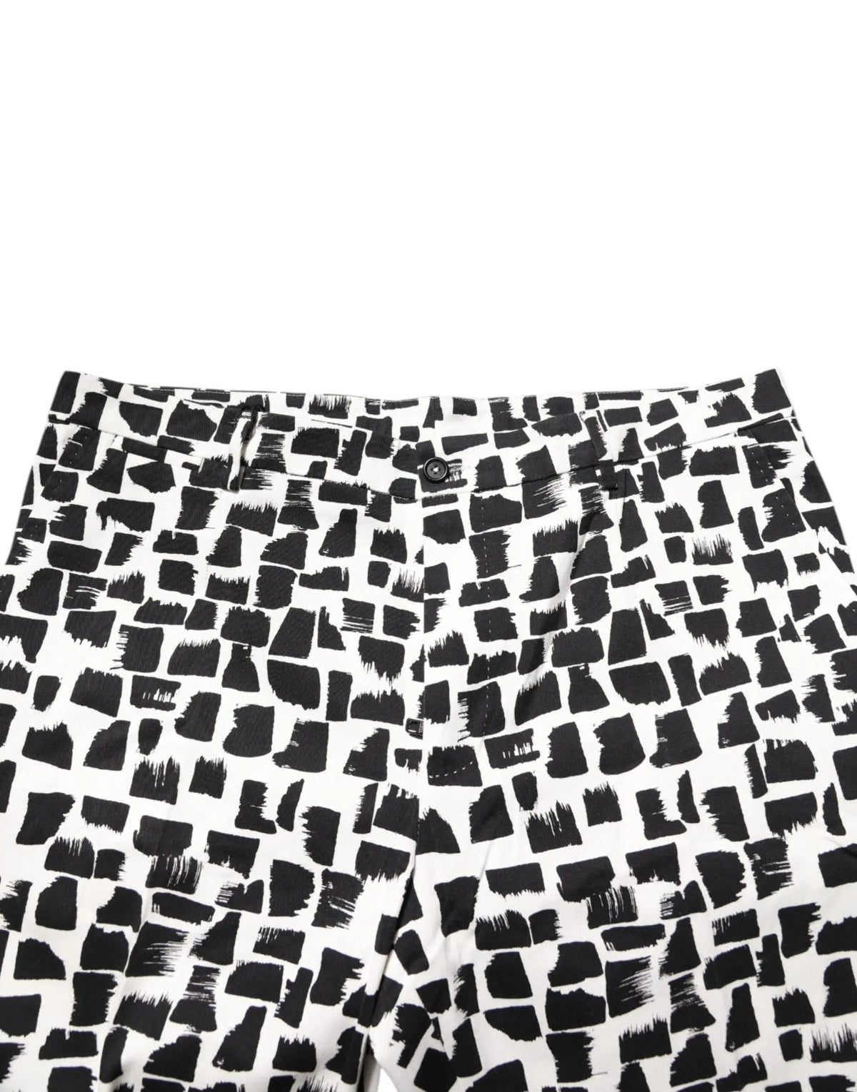 Pantalon dolce & gabbana blanc avec motif abstrait noir effet brosse en mélange de coton