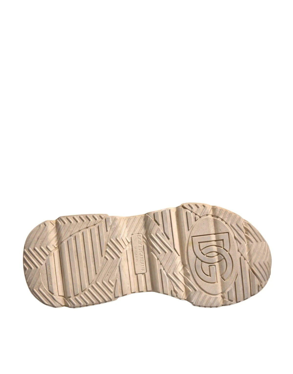 Semelle extérieure beige en caoutchouc avec motif texturé et logo embossé dc shoes sur sneakers dolce & gabbana daymaster noires et blanches