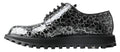 Dolce & gabbana derby en cuir verni léopard noir et blanc avec semelle épaisse en caoutchouc noir