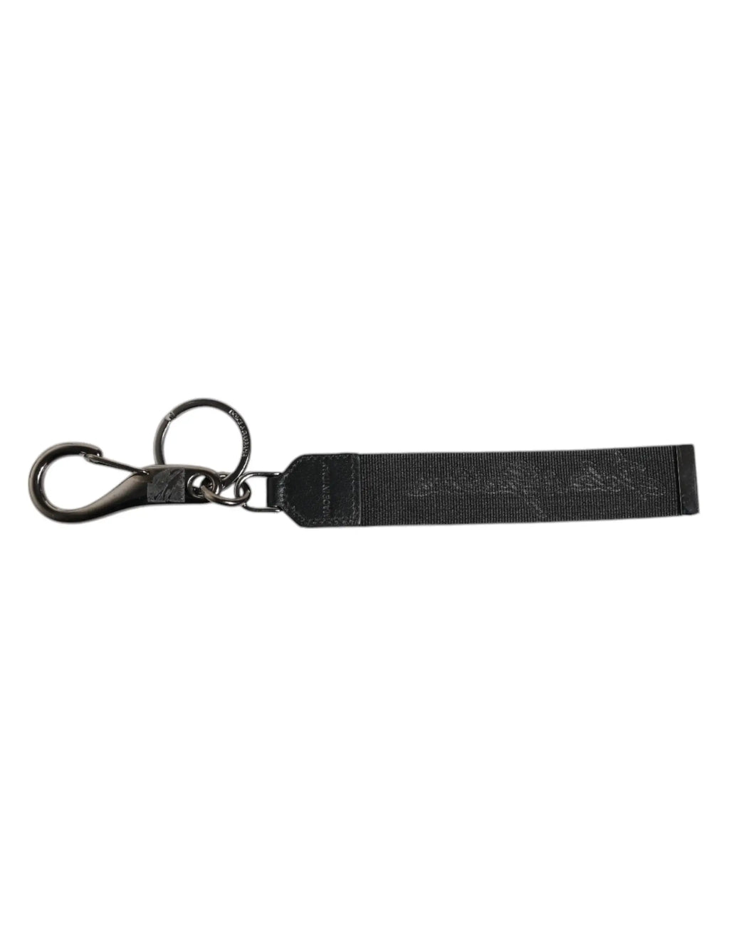 Dolce & gabbana noir et blanc porte-clés homme avec logo dg en polyester et boucle métallique mate argentée