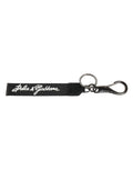 Keychain dolce & gabbana noir avec logo blanc dg en polyester et fermoir en métal argenté pour homme