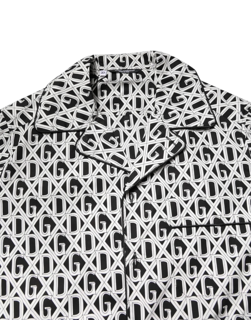 Chemise noire et blanche dolce & gabbana en coton à motif géométrique répétitif de logos intercalés dg pour pyjama