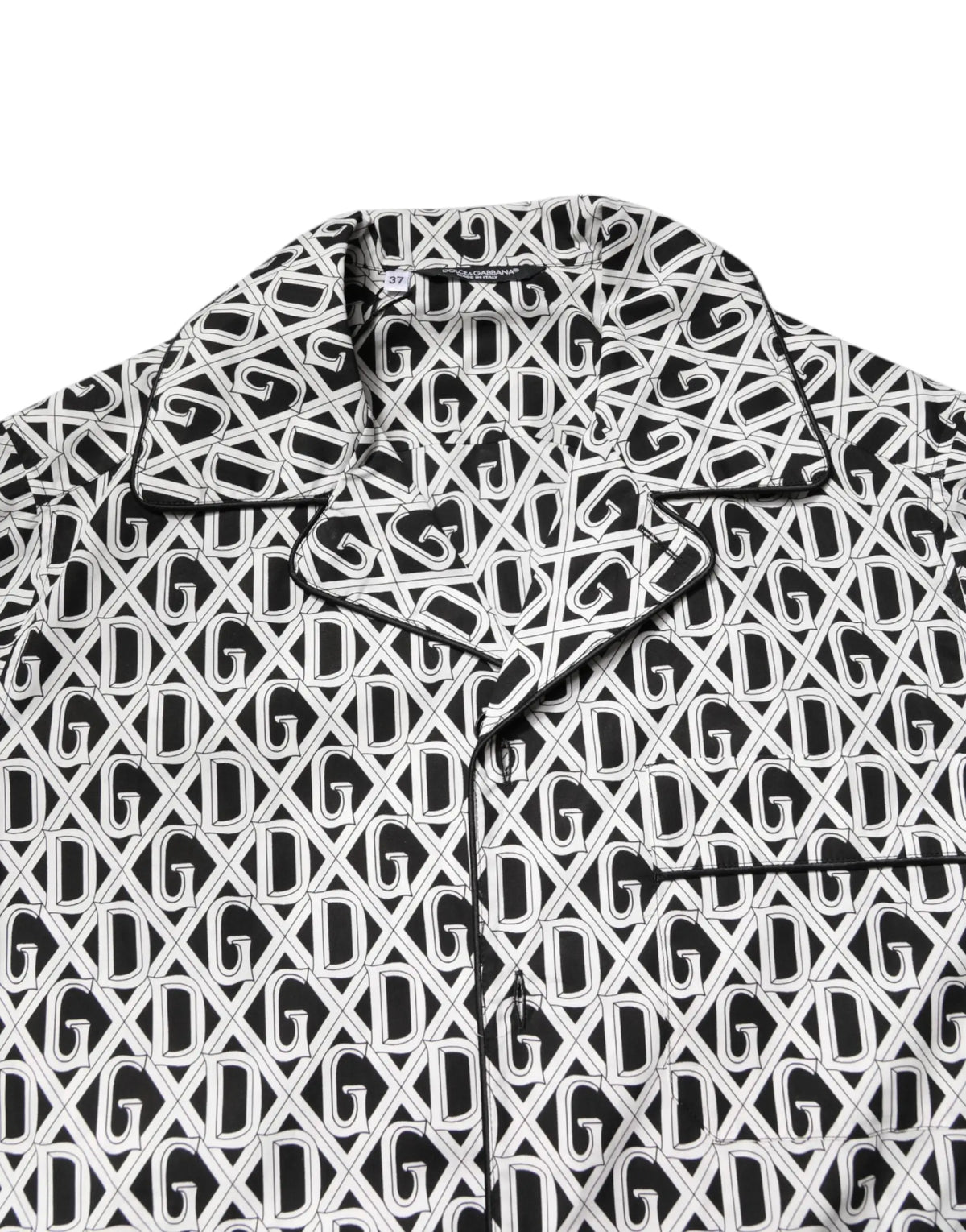 Chemise noire et blanche dolce & gabbana en coton à motif géométrique répétitif de logos intercalés dg pour pyjama