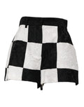 Dolce & gabbana floral brocade hot pants shorts noirs et blancs à motif patchwork texturé en tissu brocart