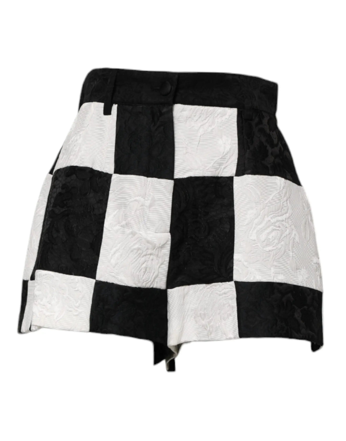 Dolce & gabbana floral brocade hot pants shorts noirs et blancs à motif patchwork texturé en tissu brocart