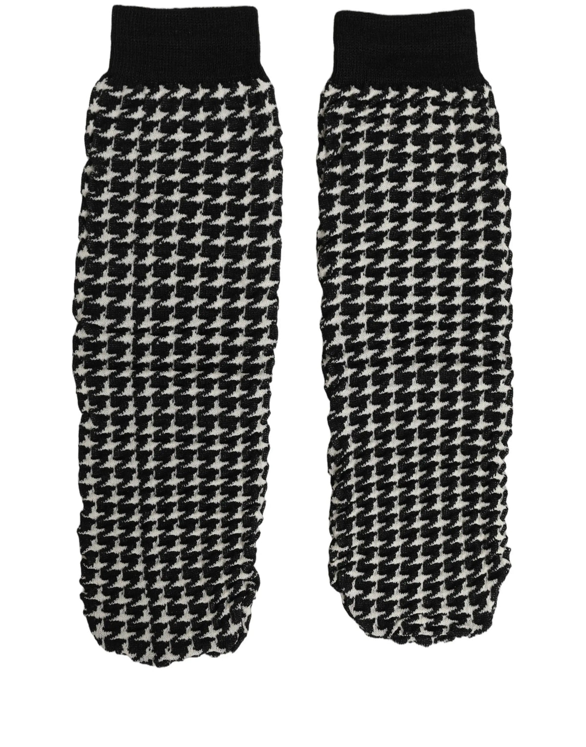 Chaussettes dolce & gabbana montant au genou à motif pied-de-poule noir et blanc avec bord côte