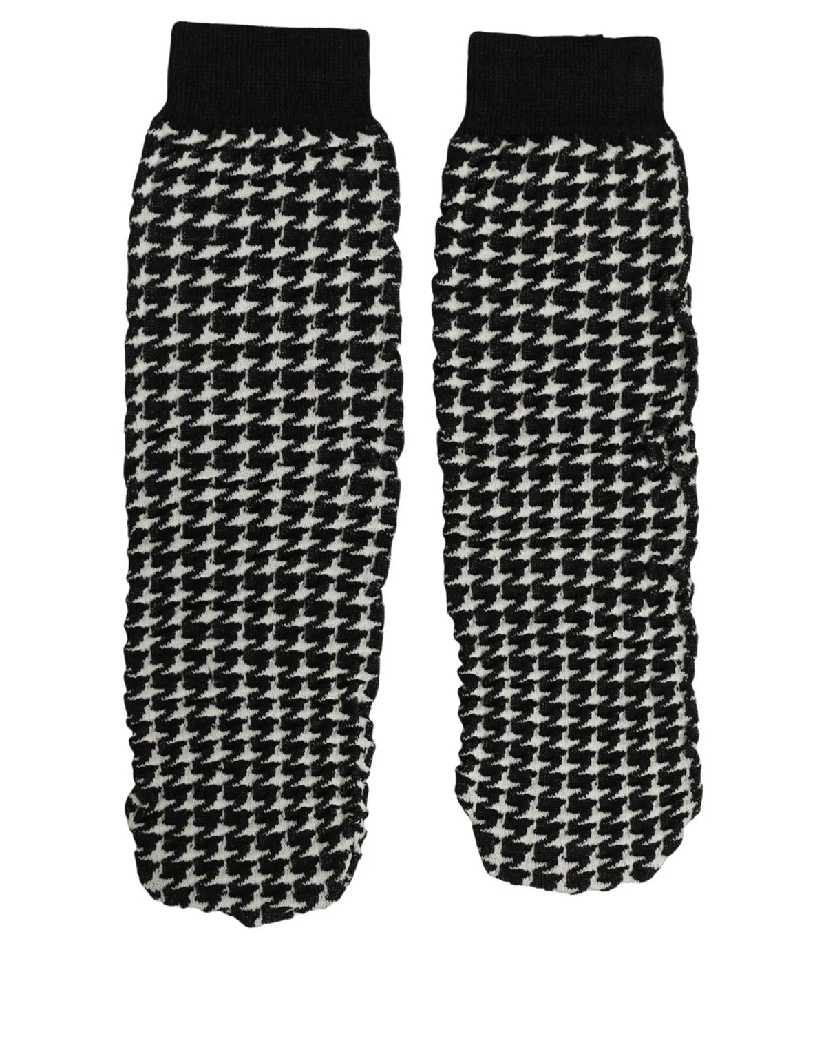 Chaussettes courtes dolce & gabbana en maille à motif pied-de-poule noir et blanc avec bord-côtes