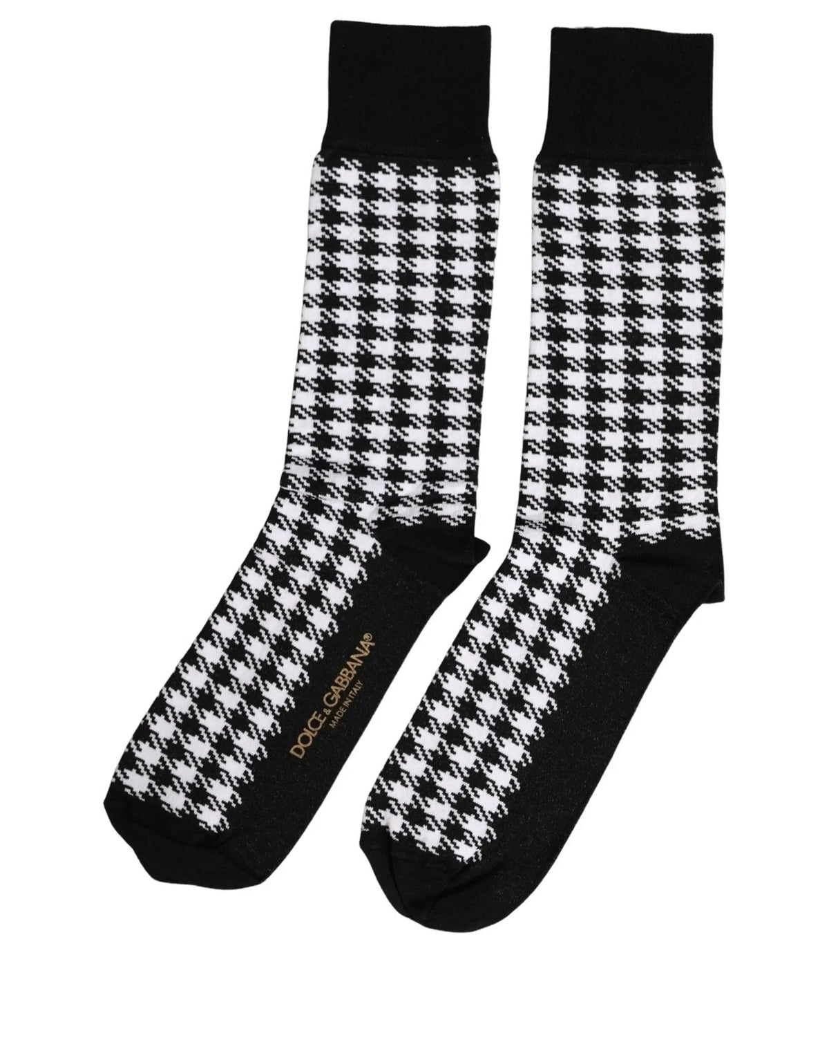 Chaussettes mid calf dolce & gabbana en motif pied-de-poule noir et blanc en coton