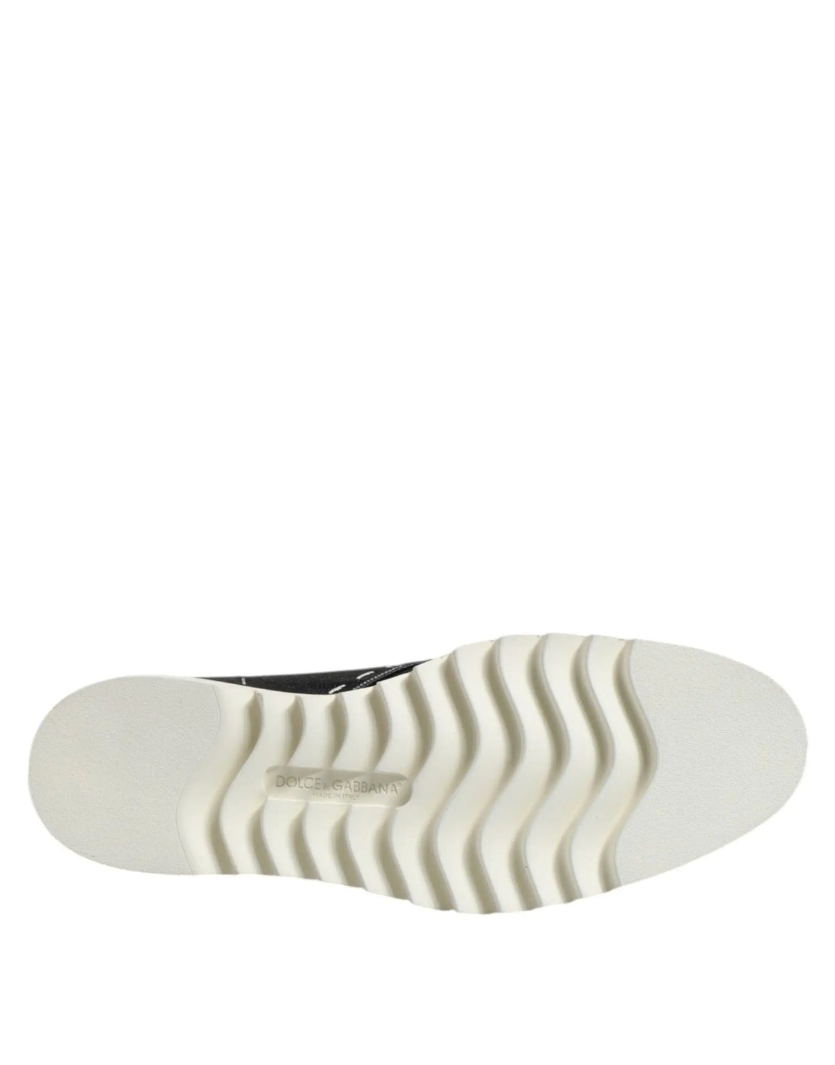 Baskets dolce & gabbana noires en cuir avec semelle blanche à motifs ondulés pour cheville