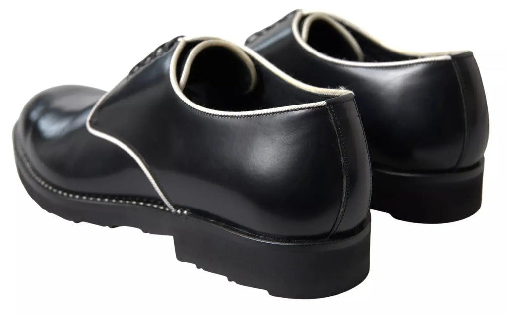 Dolce & gabbana chaussures formelles oxford en cuir noir avec couture blanche et semelle épaisse en caoutchouc