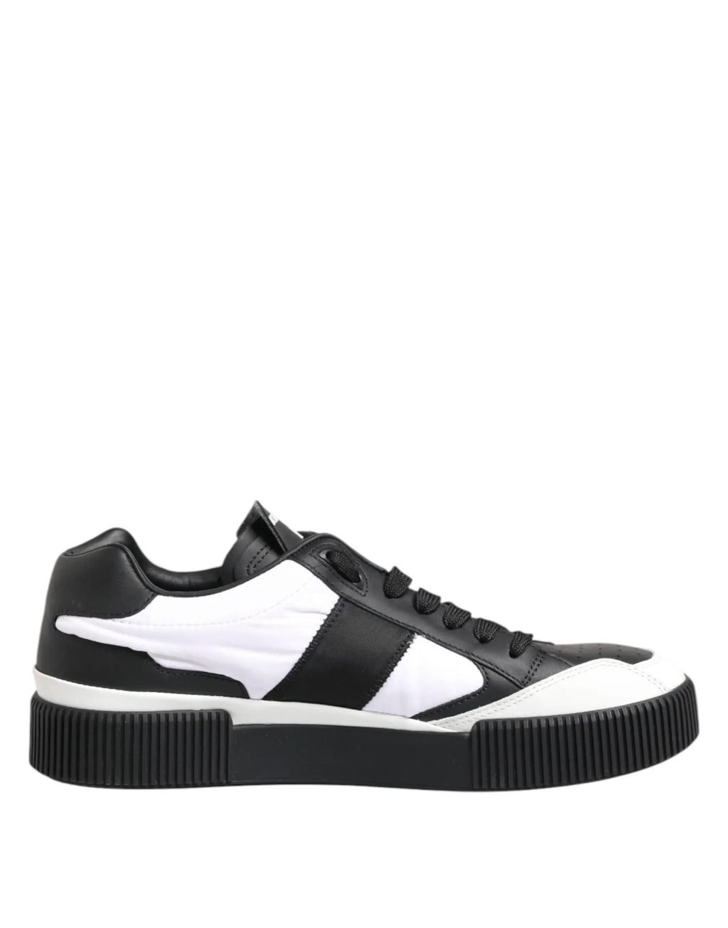 Baskets basses dolce & gabbana miami en cuir noir et blanc avec semelle crantée épaisse