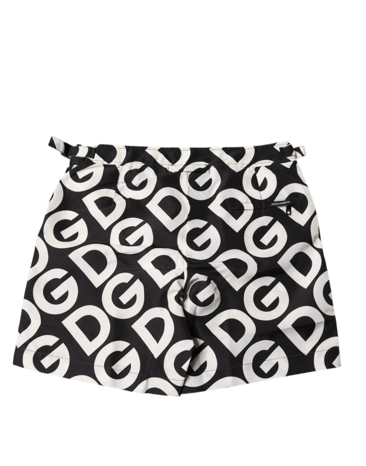 Shorts de plage dolce & gabbana noirs en tissu léger avec motif logo dg blanc répétitif pour swimwear