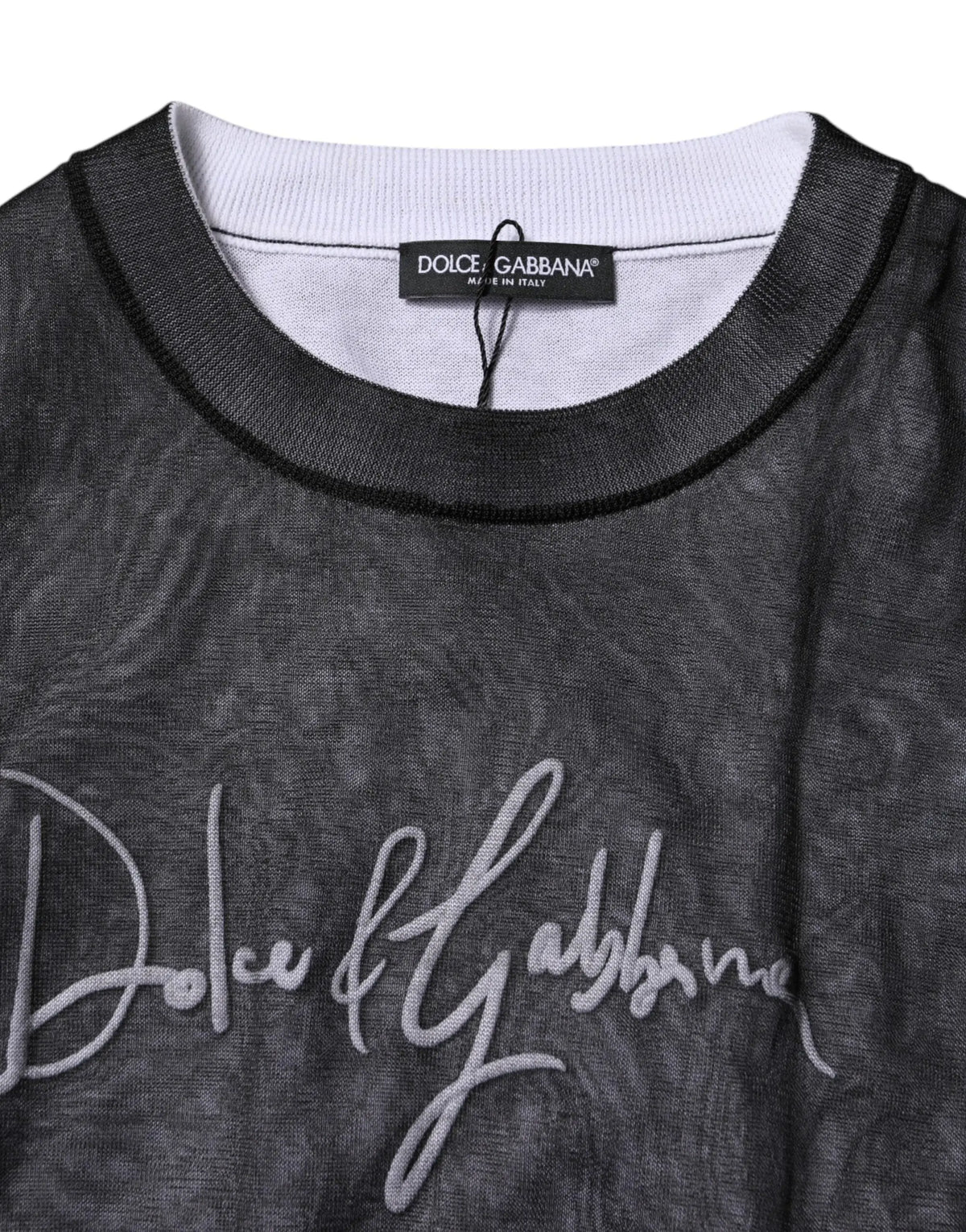 Dolce gabbana sweat noir avec logo gris brodé et doublure blanche intérieure en maille confortable