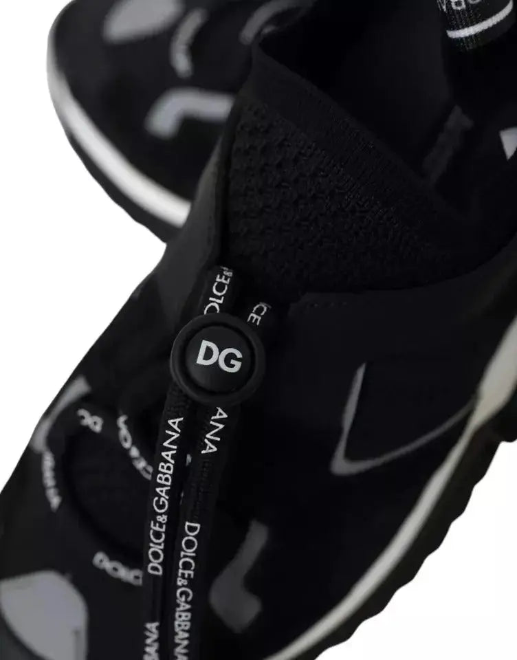 Baskets homme dolce & gabbana sorrento noires avec logo blanc et logo dg circulaire sur les lacets