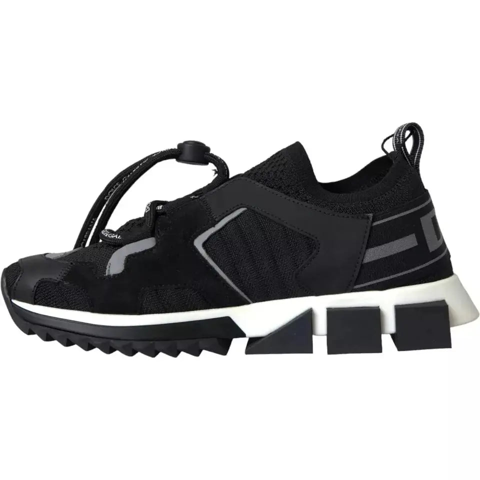 Baskets dolce & gabbana noir et blanc pour homme avec dessus en mesh et suedine et semelle blanche epaisse