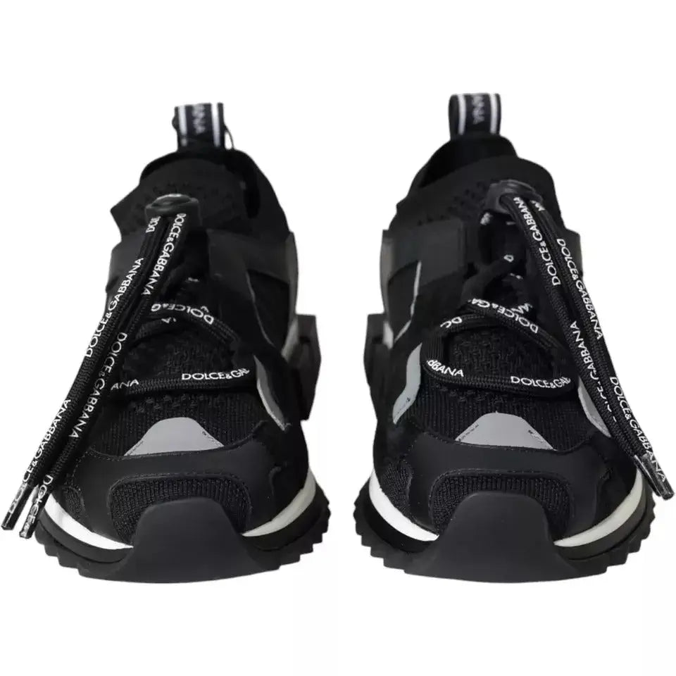 Baskets pour homme dolce & gabbana noir avec accents argentés et lacets brandés style sorrento