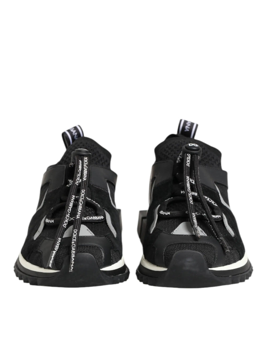 Baskets noirs dolce & gabbana sorrento avec logo blanc sur les lacets et accents argentés