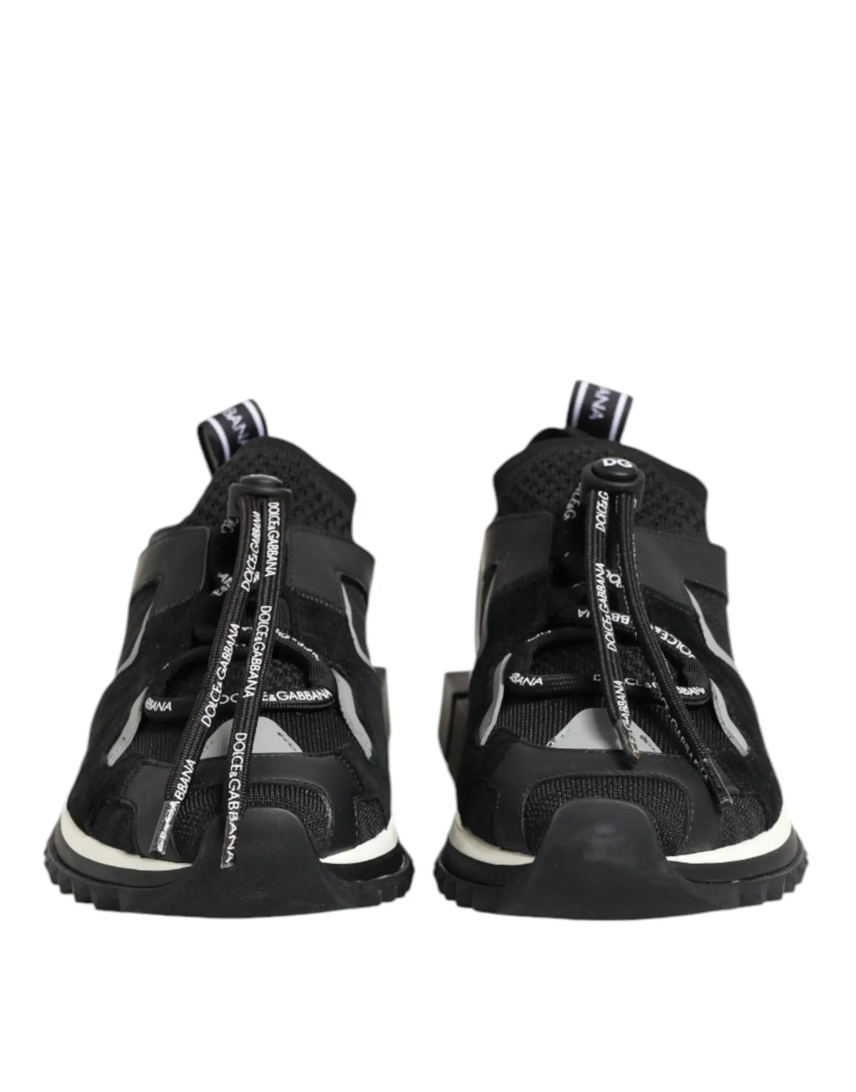 Baskets noirs dolce & gabbana sorrento avec logo blanc sur les lacets et accents argentés
