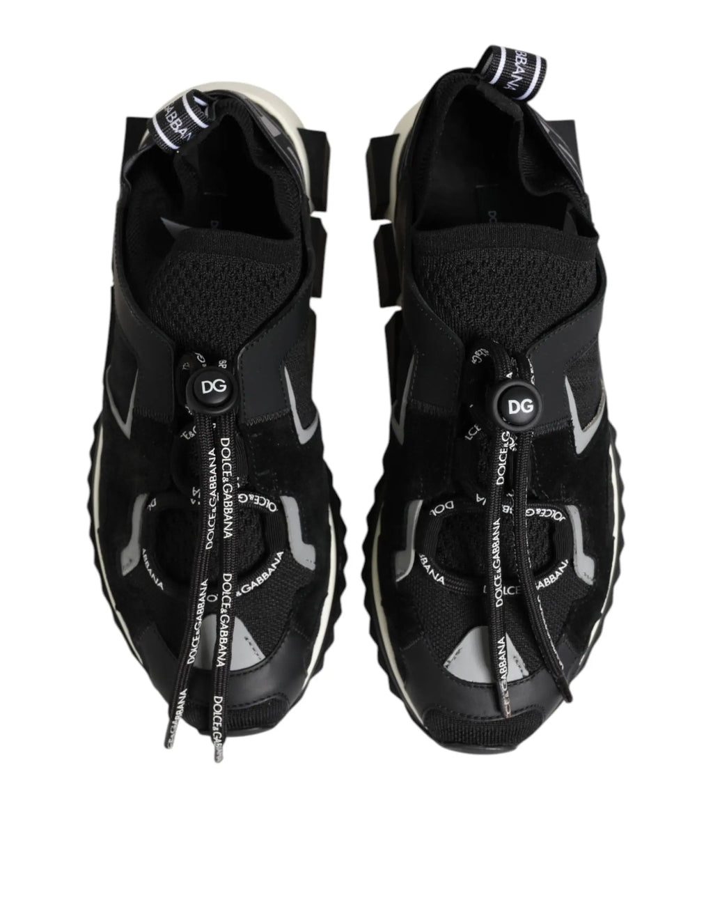 Baskets dolce & gabbana noir avec logo argenté et lacets brandés modello sorrento