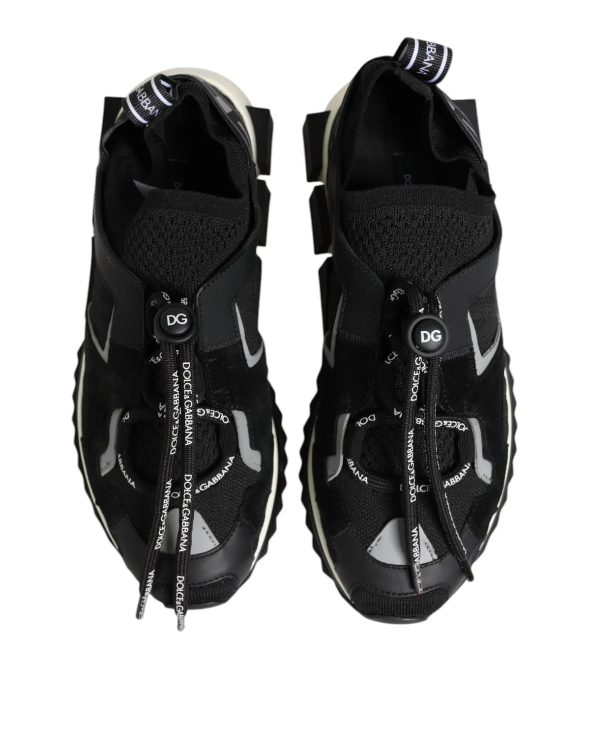 Baskets dolce & gabbana noir avec logo argenté et lacets brandés modello sorrento