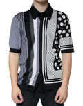 Chemise à manches courtes pour homme dolce & gabbana avec motif géométrique noir blanc gris à pois et rayures