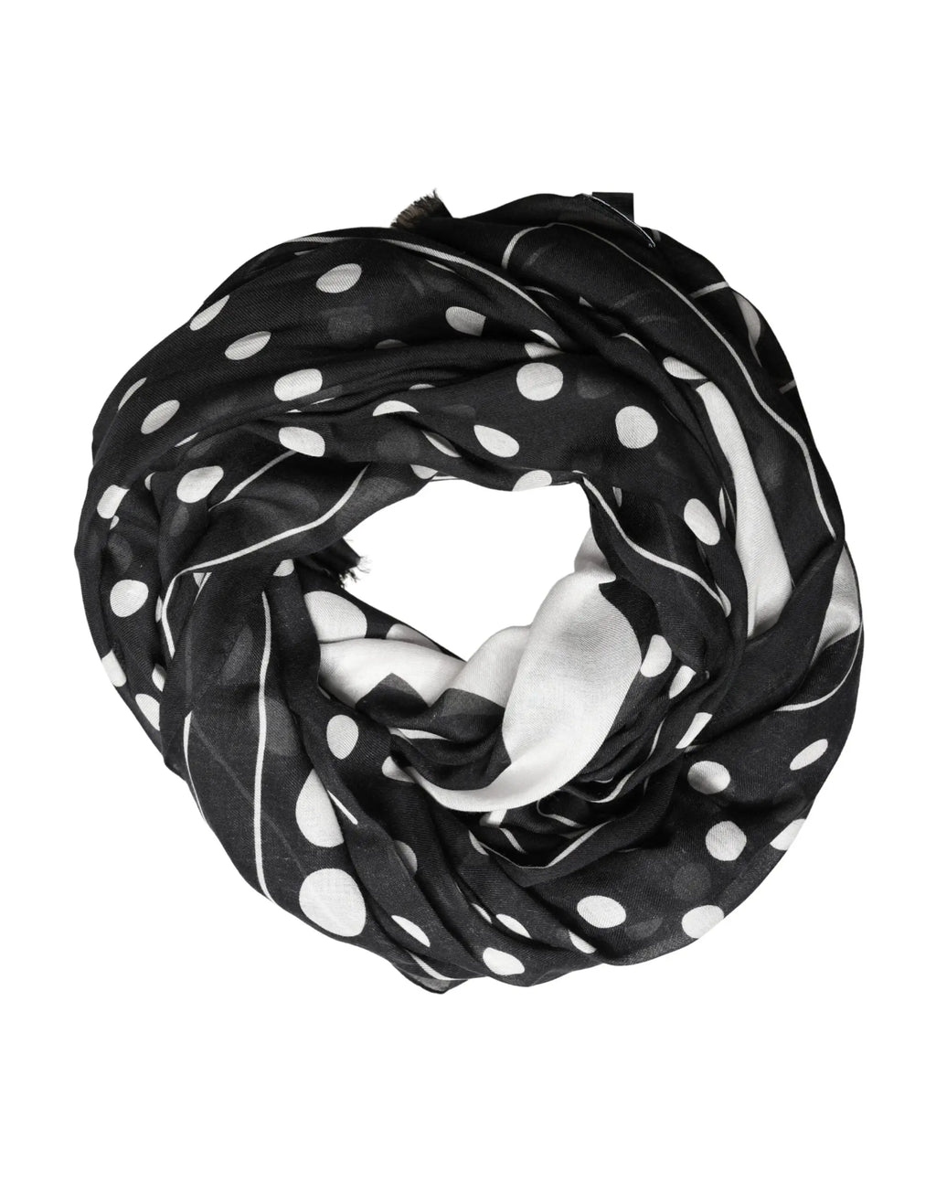 Écharpe dolce & gabbana noire et blanche à pois avec tissu léger et fluide dimensions 188cm x 116cm