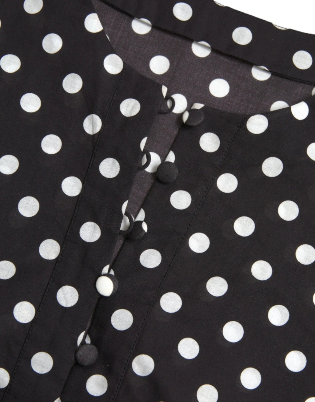 Blouse noire dolce & gabbana en nylon à pois blancs avec boutons noirs pour un look chic et moderne