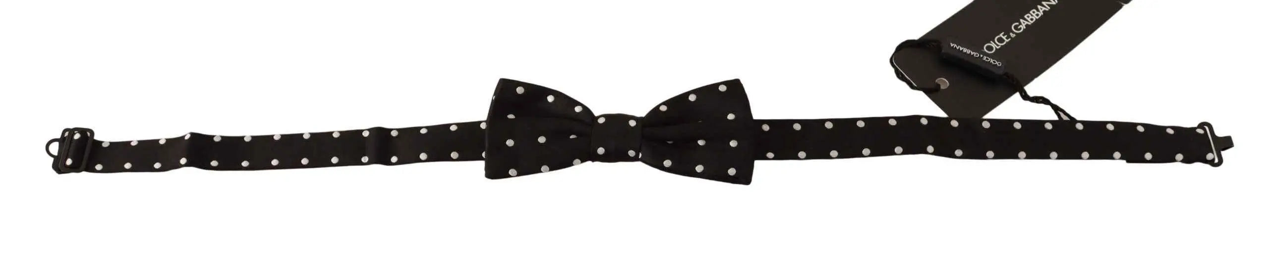 Noeud papillon dolce & gabbana en soie noire à pois blancs ajustable pour le cou