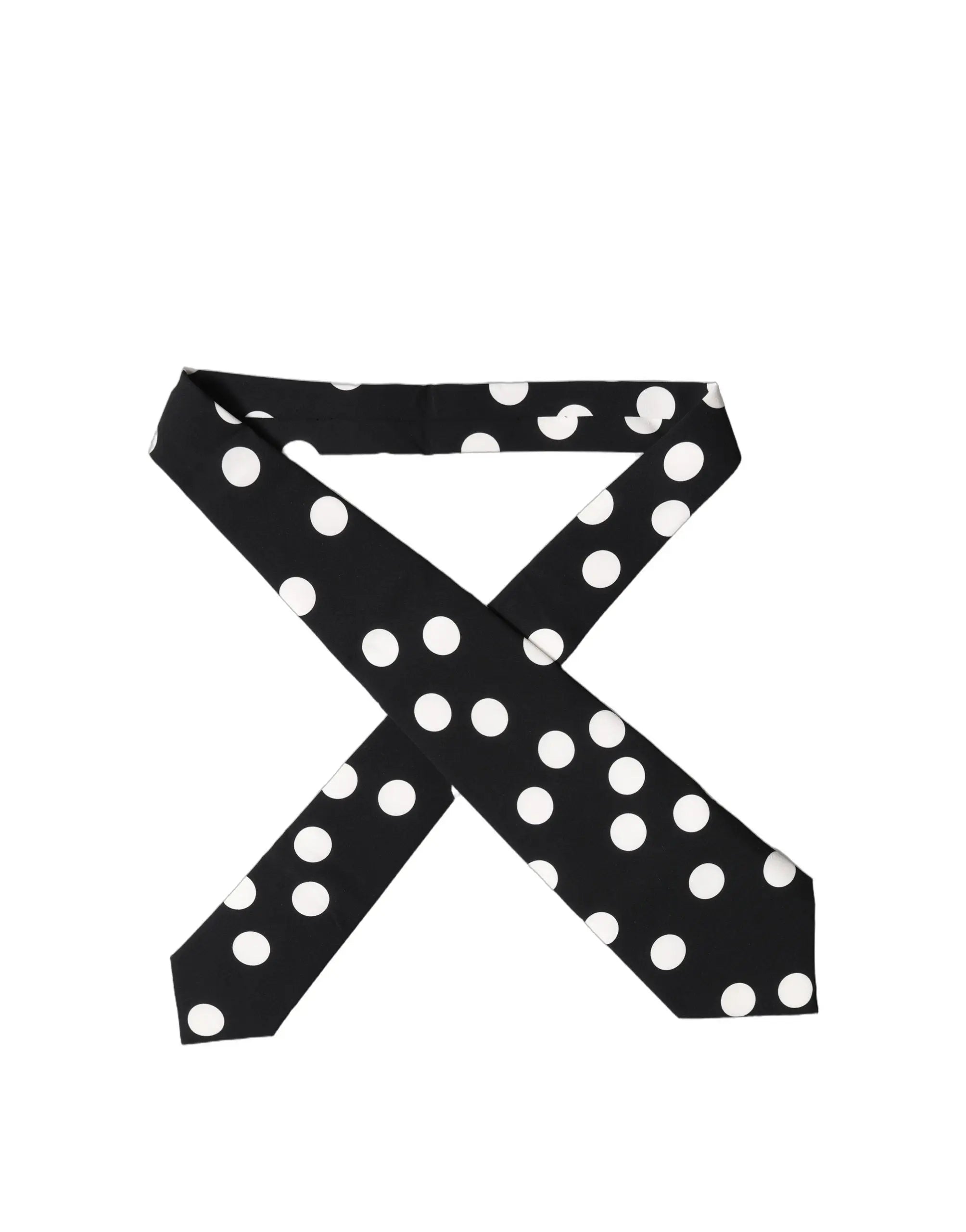 Foulard en soie noir à pois blanc dolce gabbana noué en forme de x pour femme ajustable