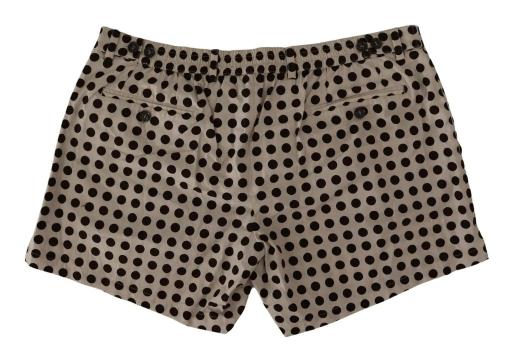Beige shorts with black polka dots and button closures dolce gabbana black white polka dots cotton linen shorts
