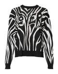 Pull femme dolce gabbana noir blanc en maille avec motif rayé zèbre et lettrage lover intégré
