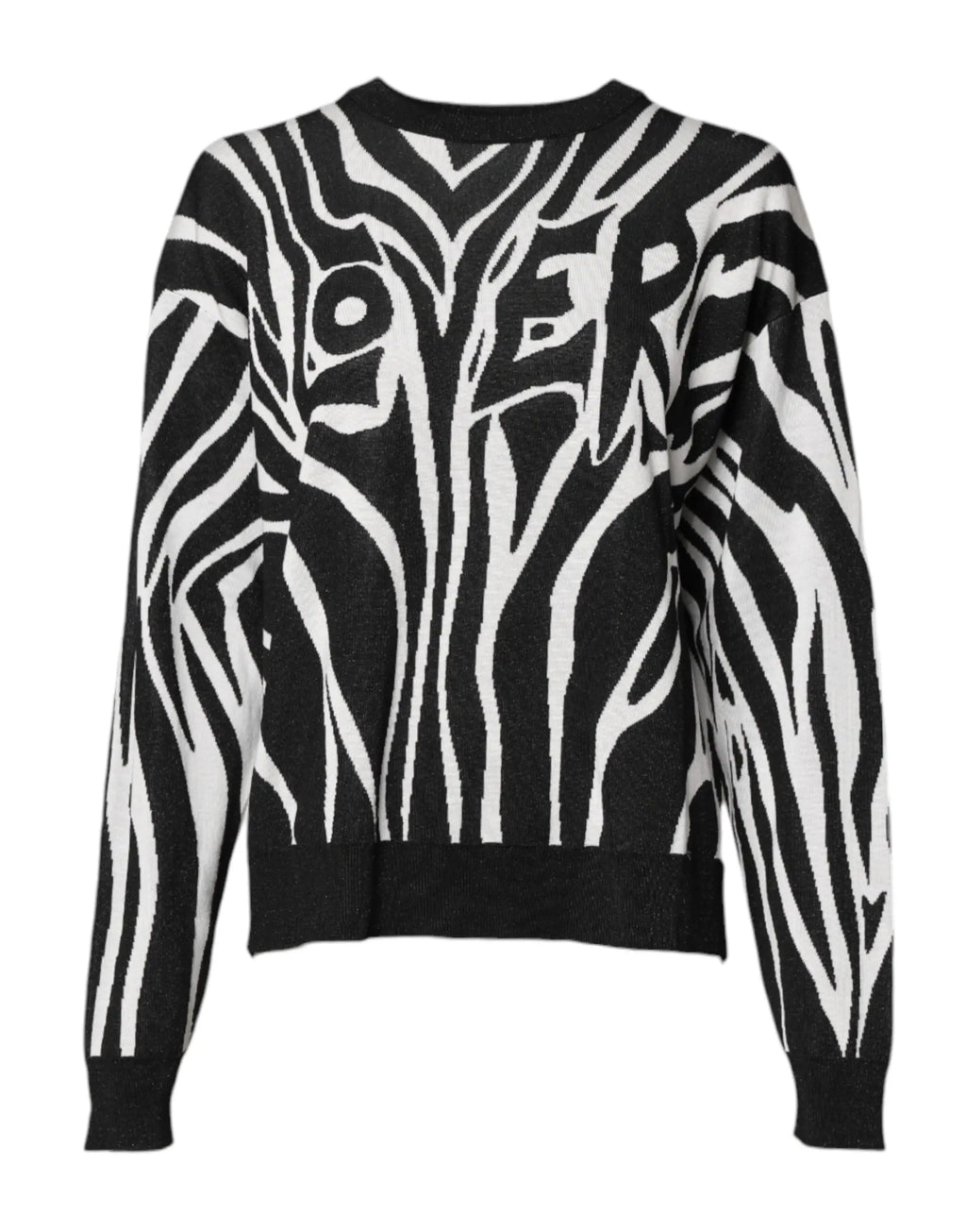 Pull femme dolce & gabbana noir et blanc en tricot rayé zèbre avec lettrage lover intégré au motif