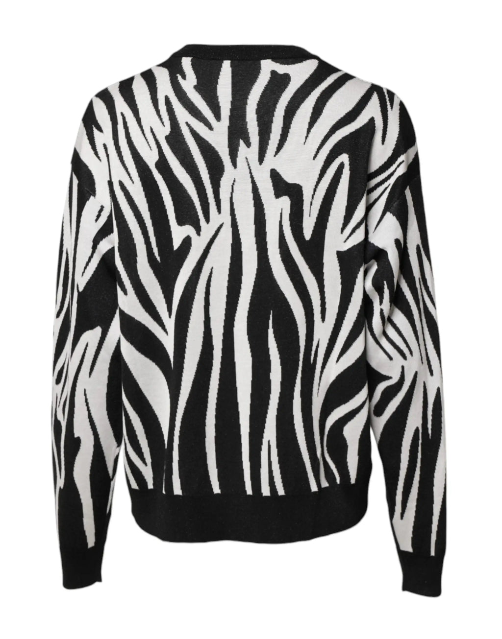 Pull noir et blanc dolce gabbana à imprimé zèbre en maille avec poignets et ourlet côtelés pour femme